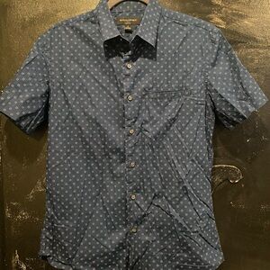 Button down. Navy blue with pattern (white)